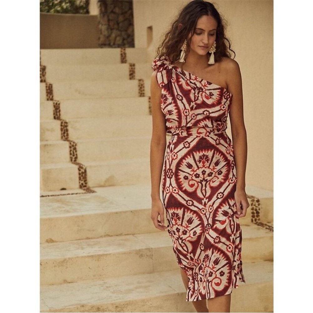 Shells At Dusk One-Shoulder Midi Dress